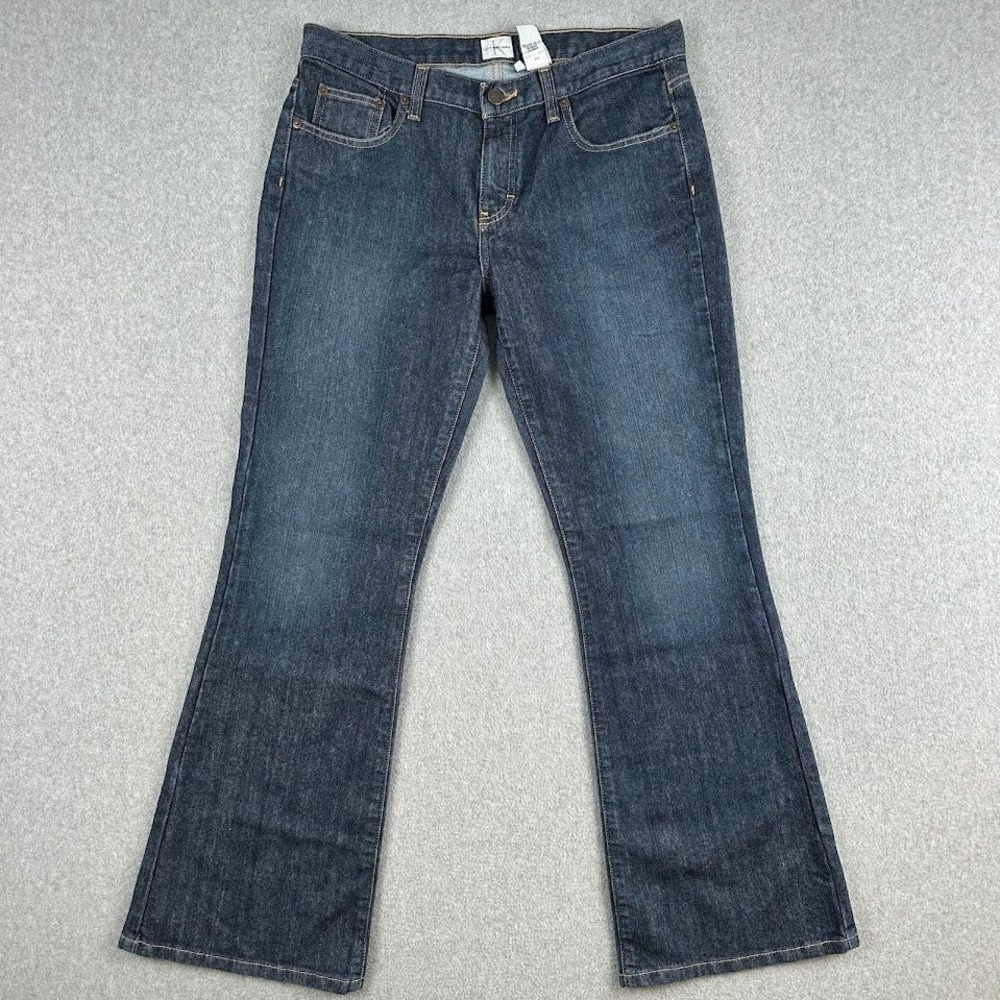 Calvin Klein Jeans Womens Flared Leg Dark Wash Denim Pants Size 11 32x30 Cowgirl